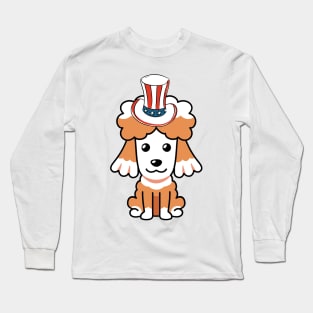 Funny brown dog is wearing uncle sam hat Long Sleeve T-Shirt